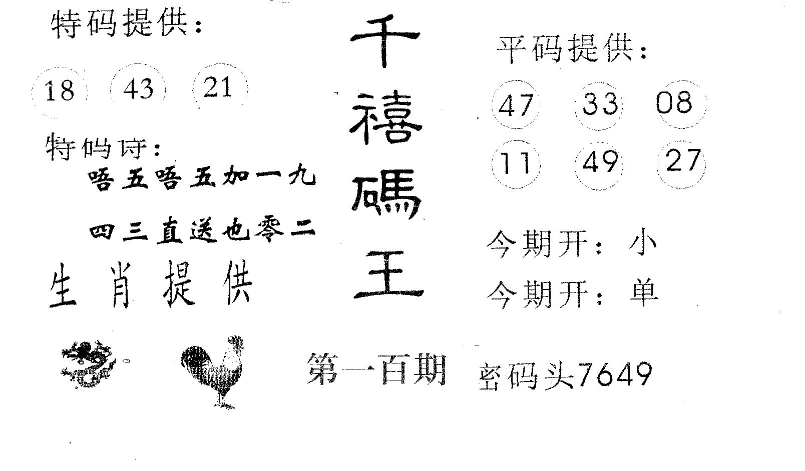 千禧码王 第100期