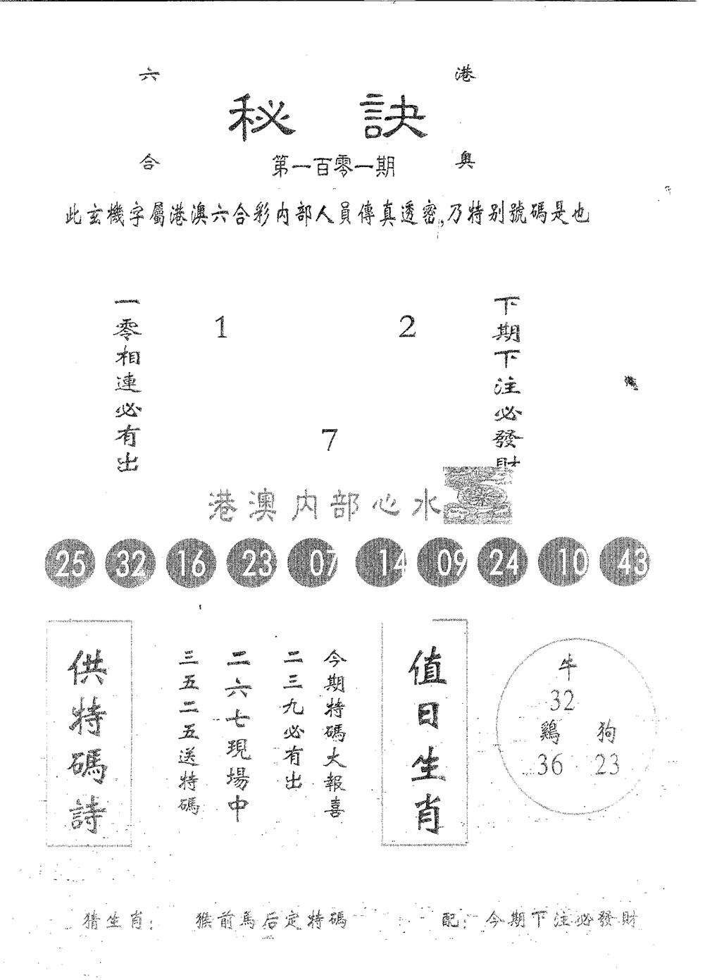 秘决 第101期