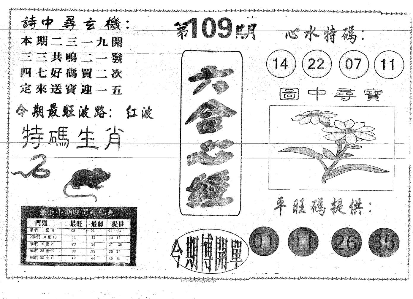 六合心经 第109期