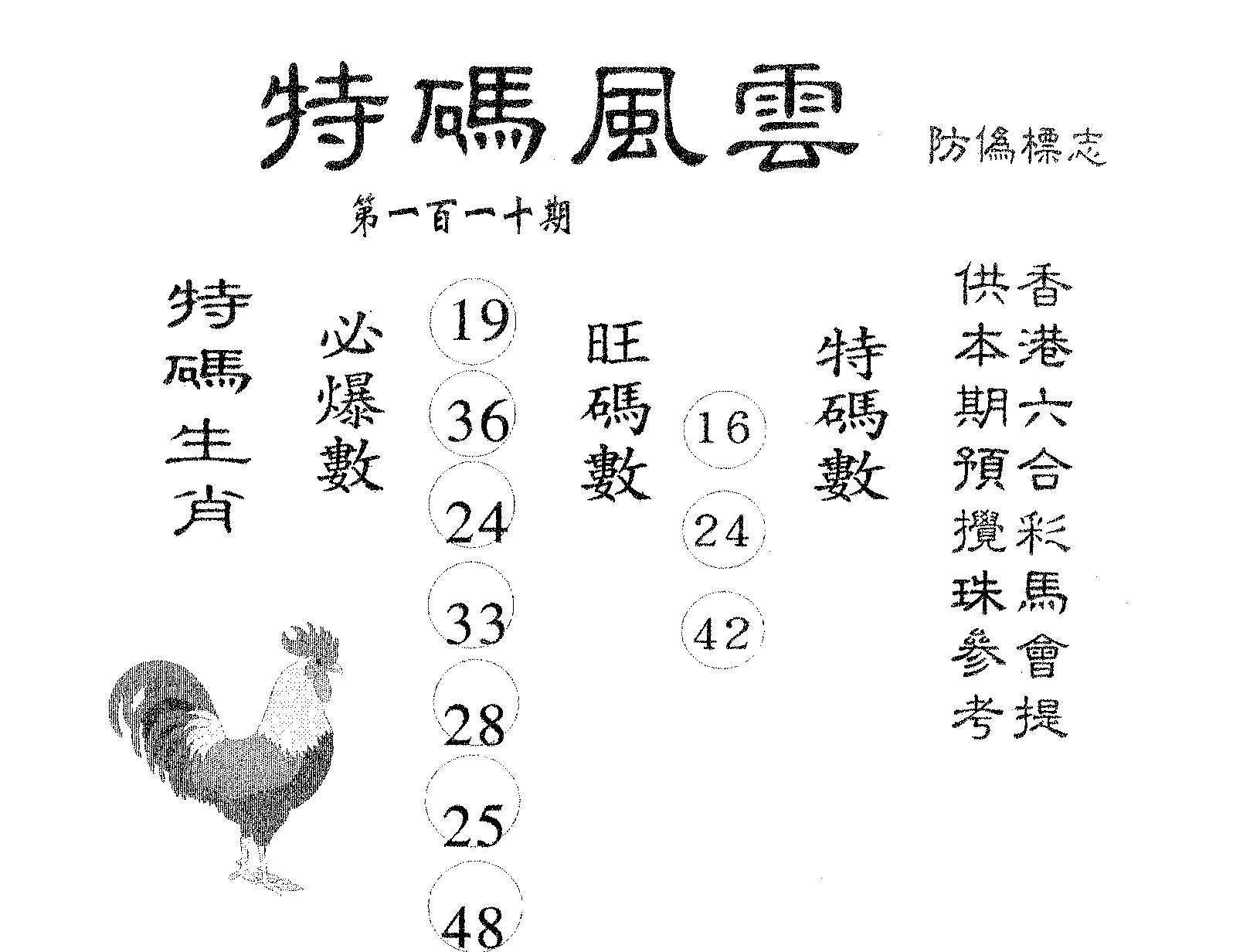 特码风云 第110期