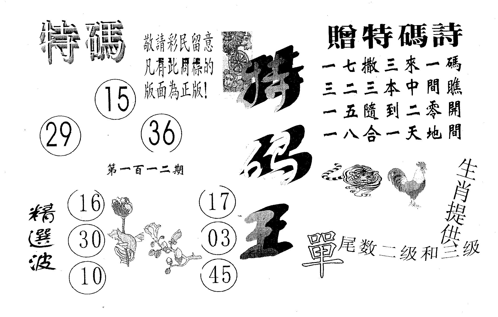 特码王A 第112期