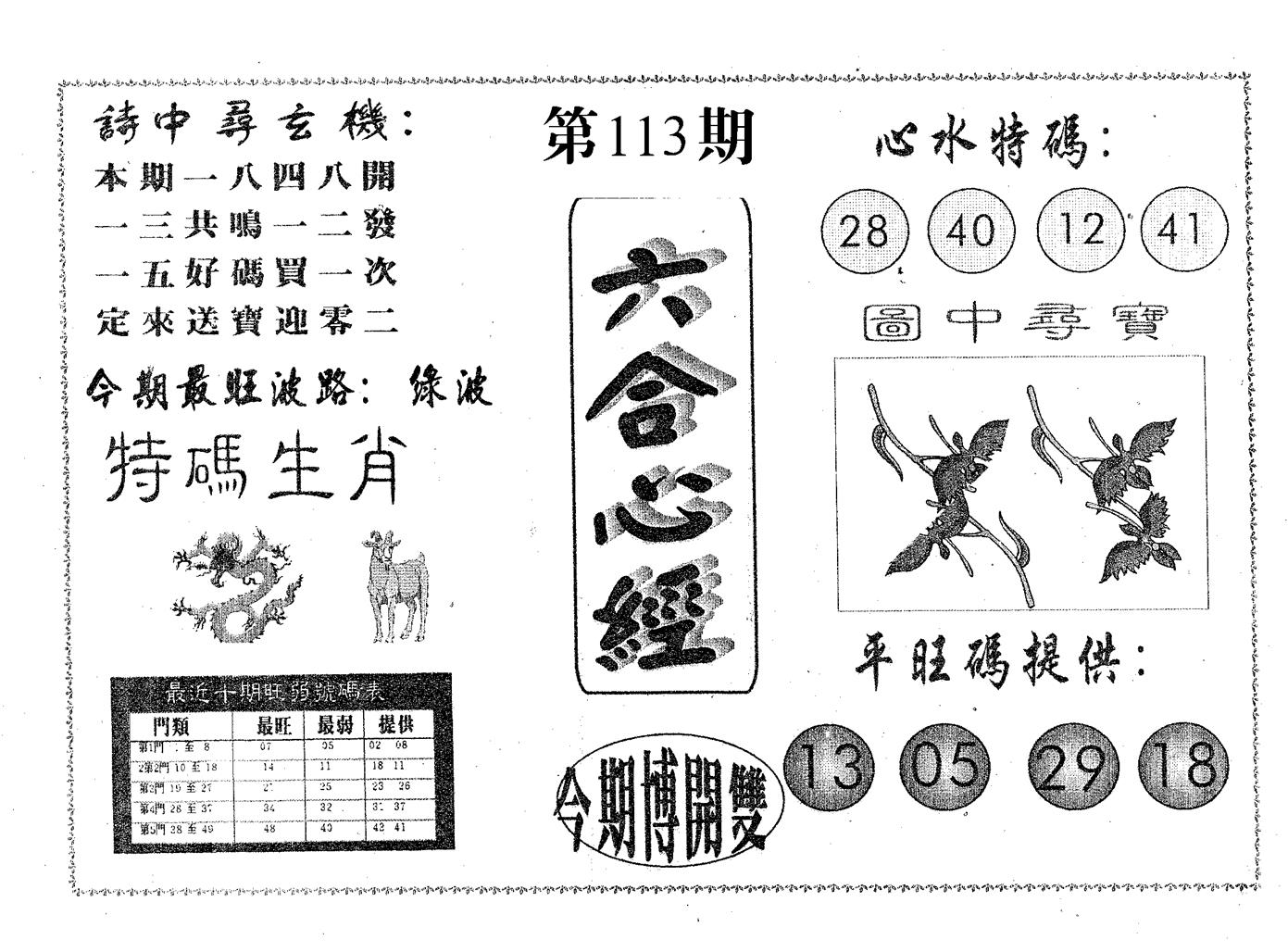 六合心经 第113期