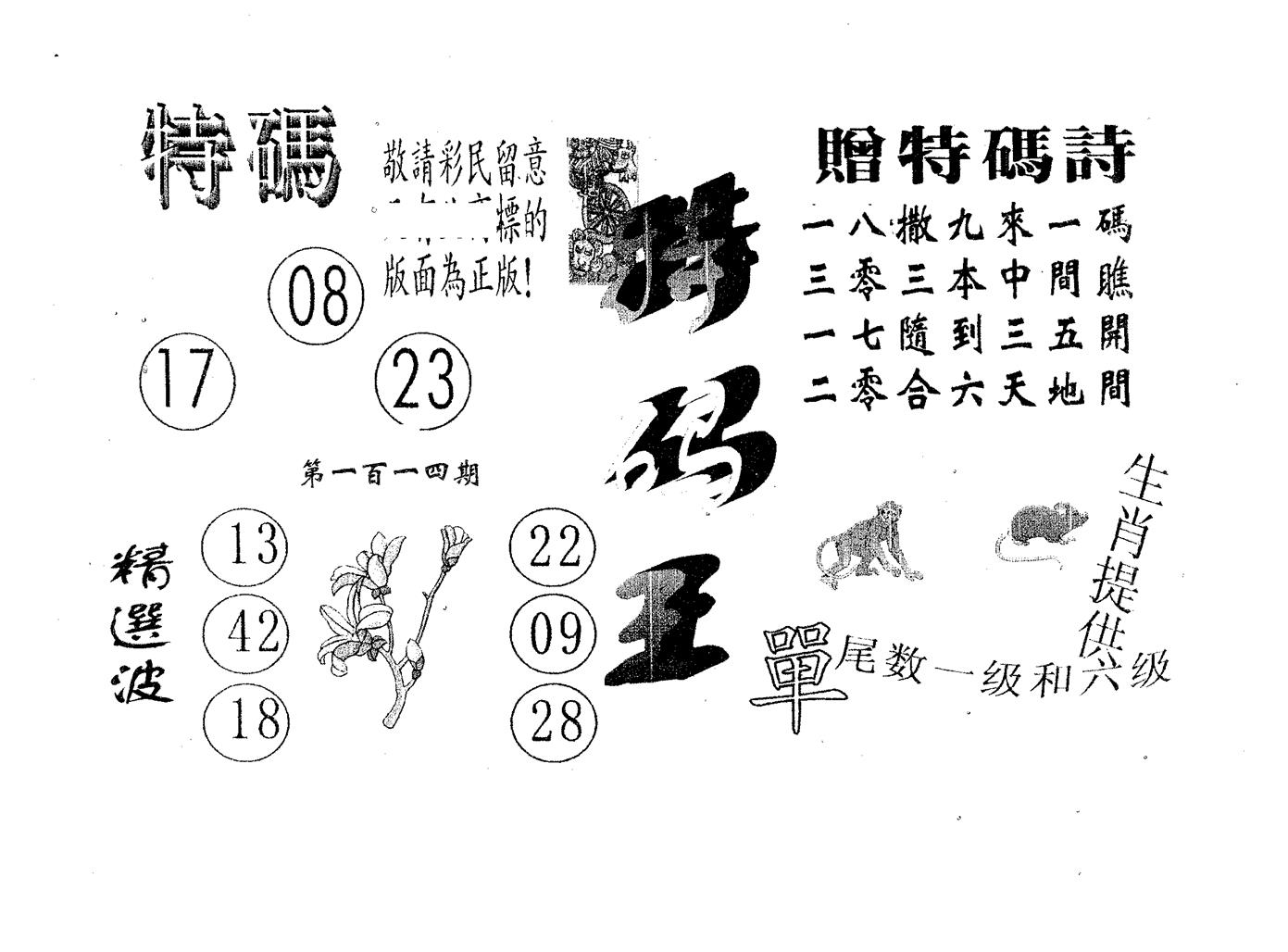 特码王A 第114期