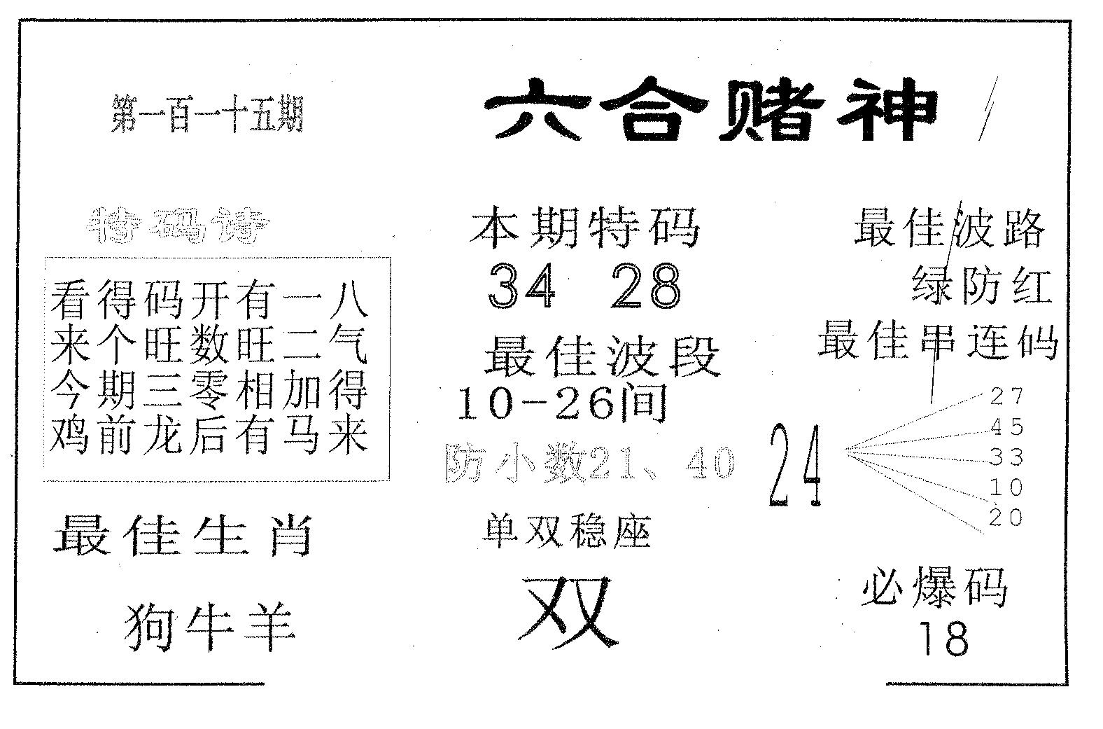 六合赌神 第115期