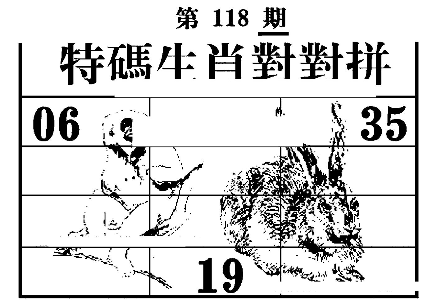 特码生肖对对拼 第118期