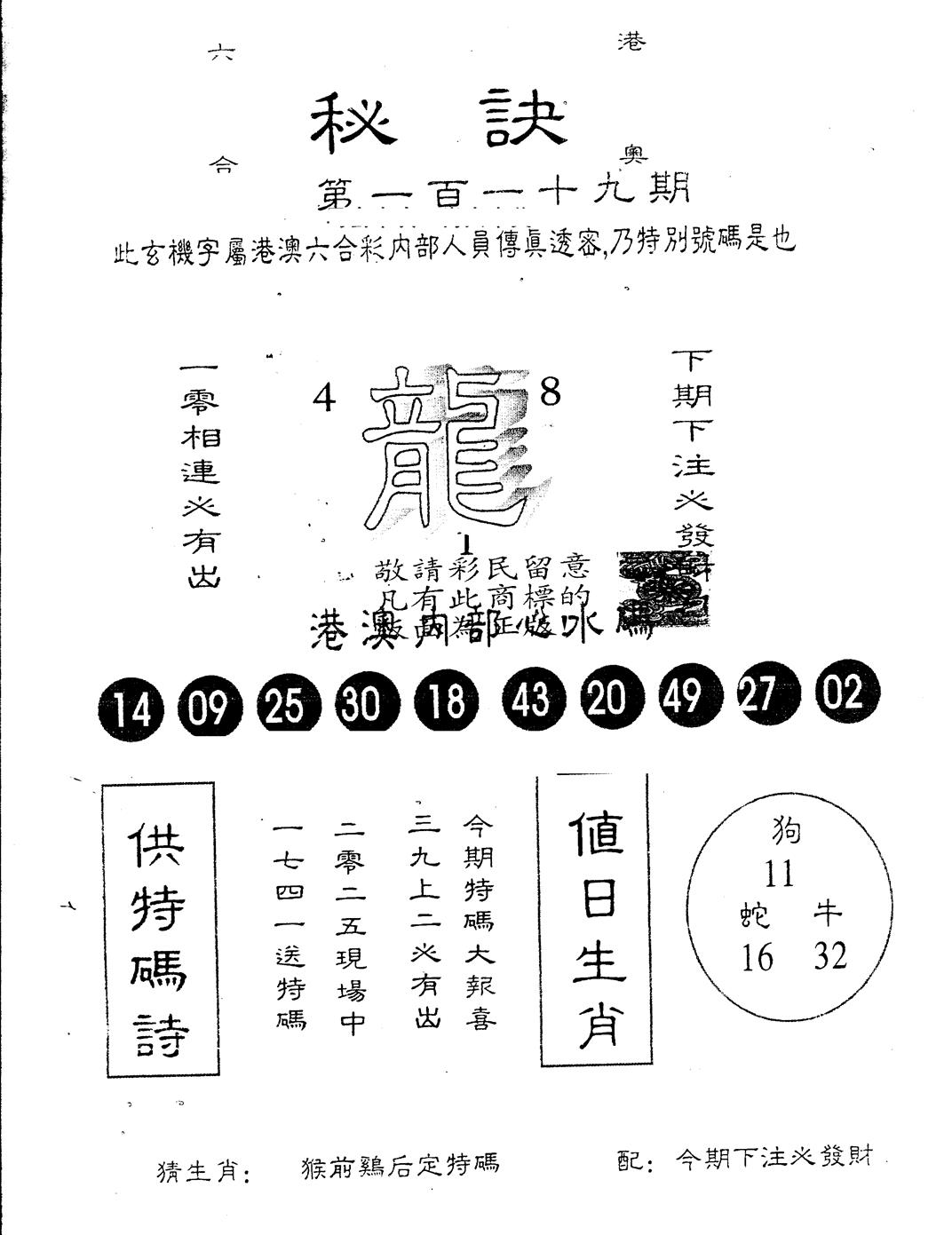 另版秘诀 第119期