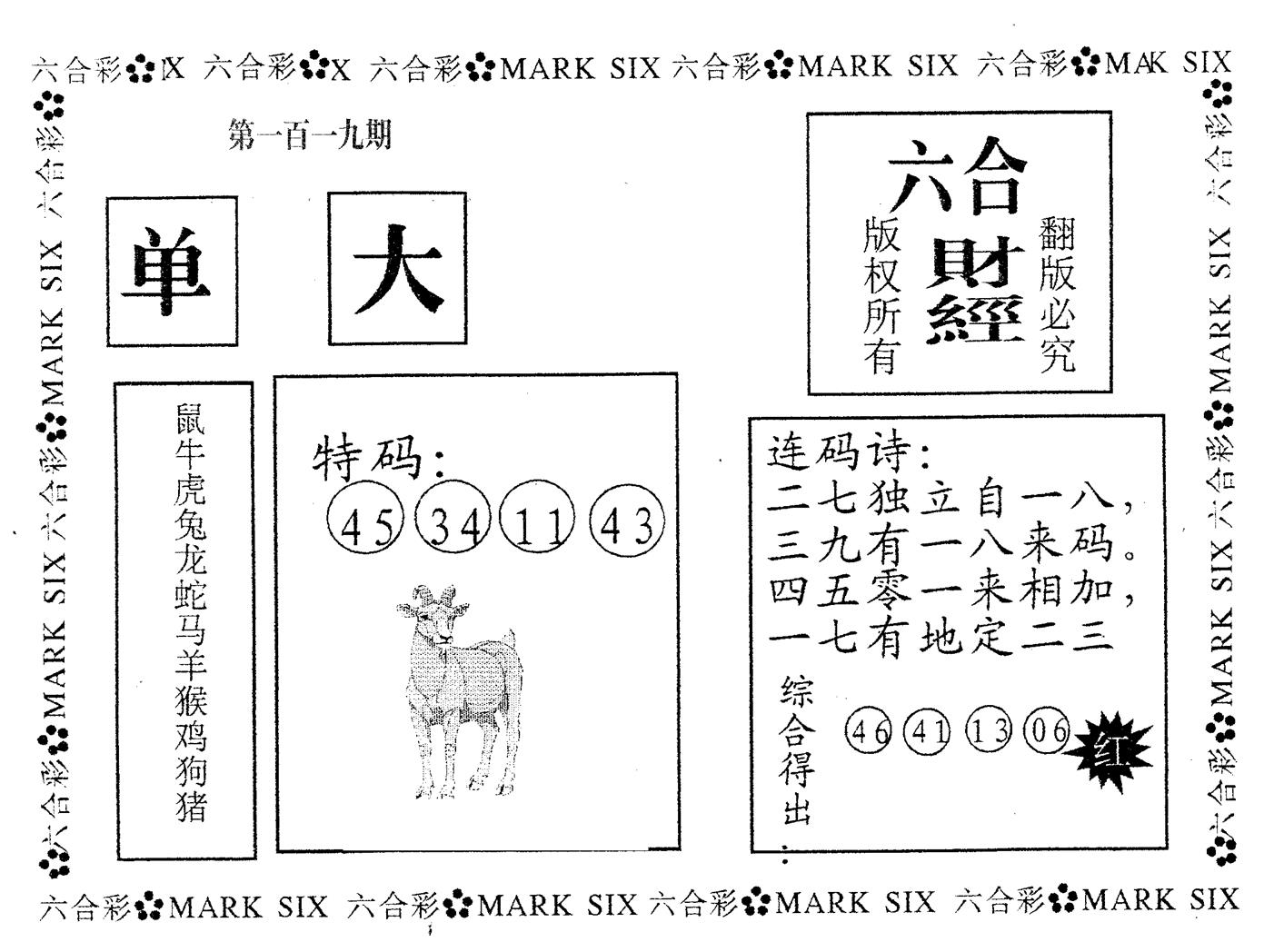 六合财经 第119期