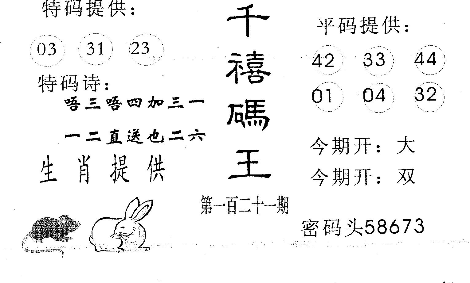 千禧码王 第121期