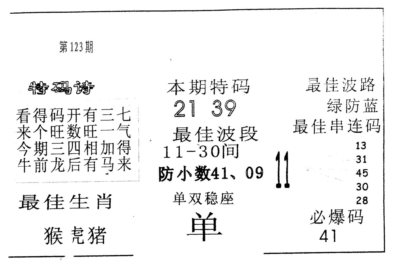 六合赌神 第123期