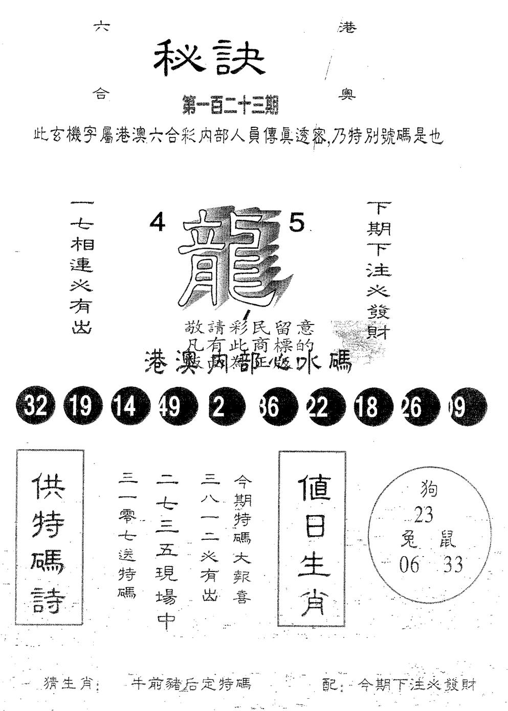 秘决 第123期