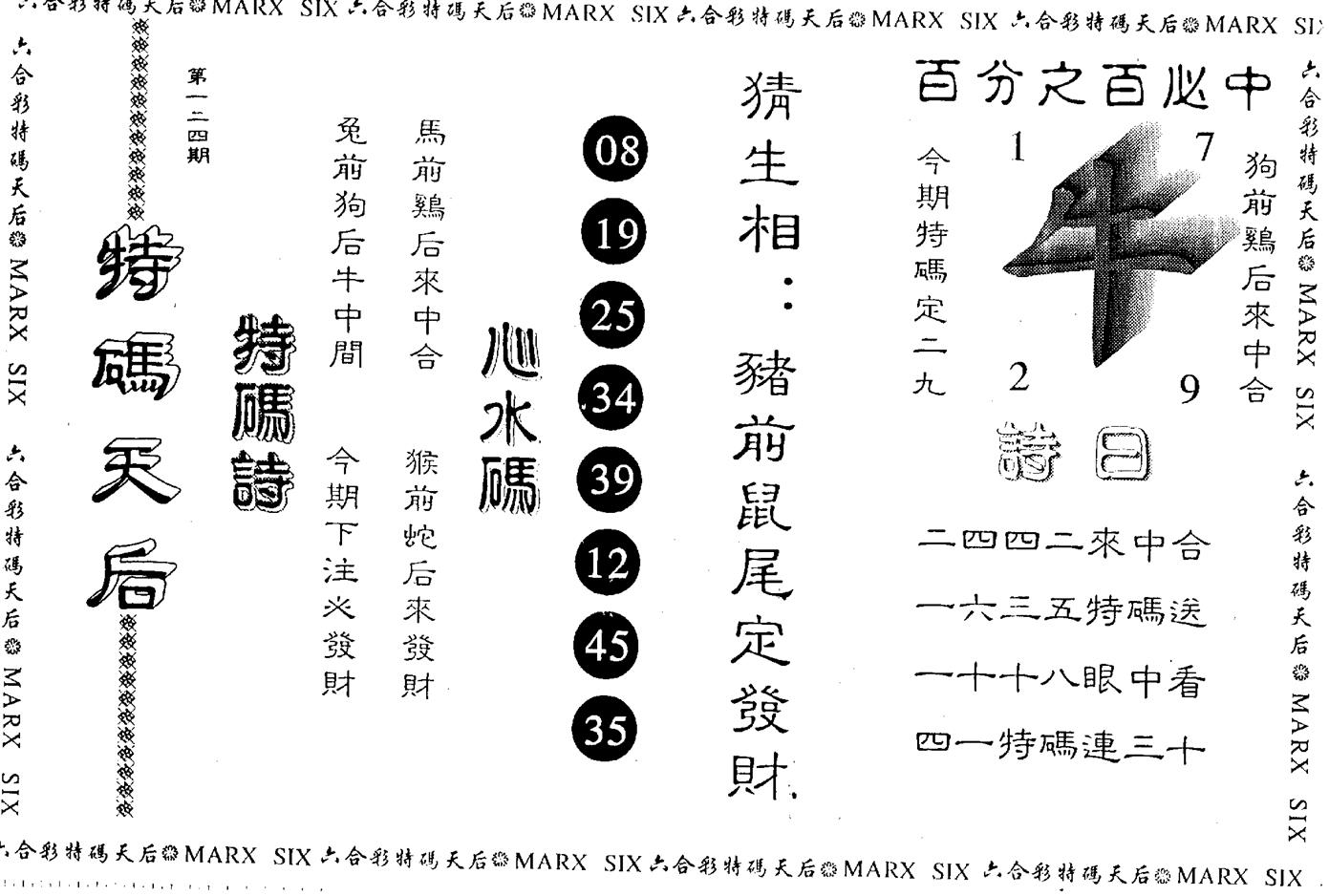 另版特码天后 第124期