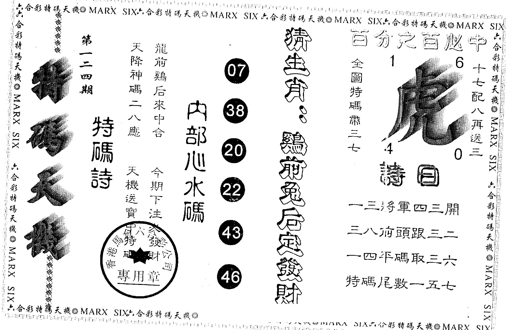 另版特码天机 第124期