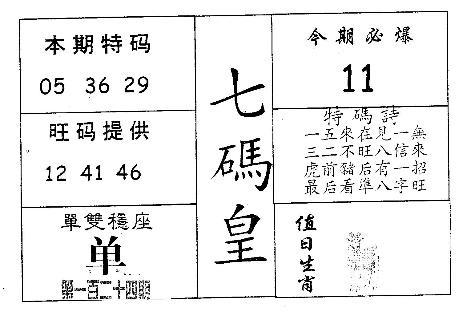 七码皇 第124期