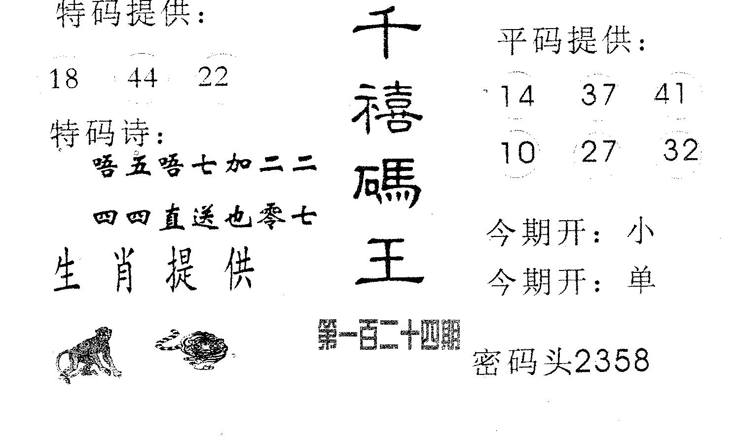 千禧码王 第124期