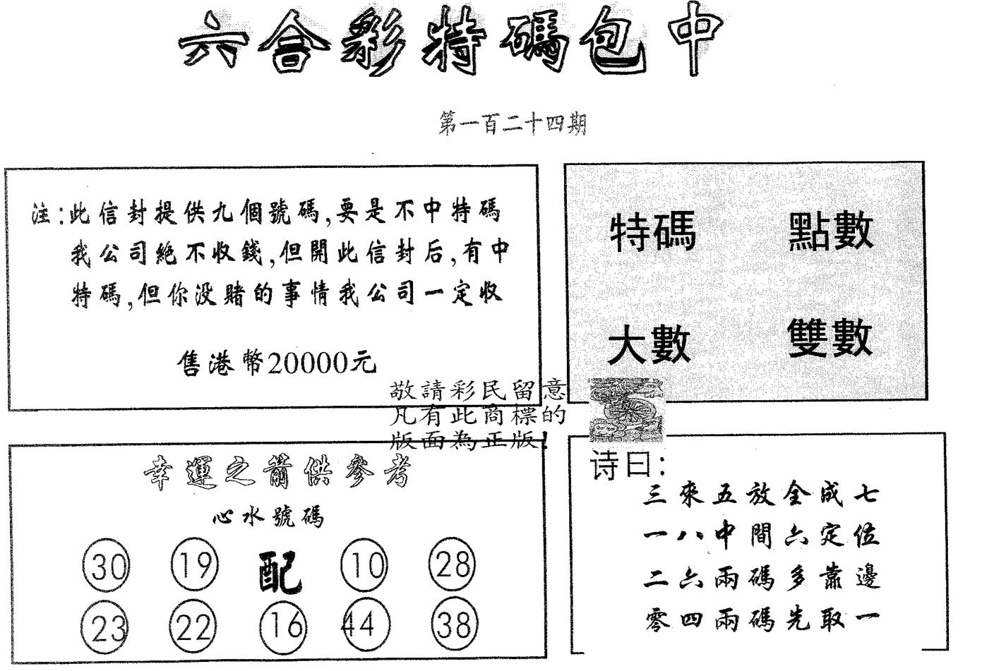 20000包中A 第124期