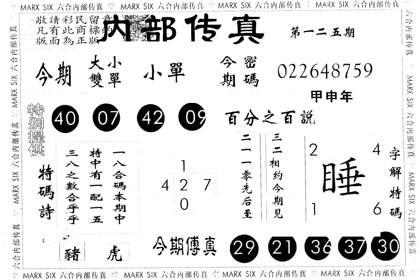 另版内部传真 第125期