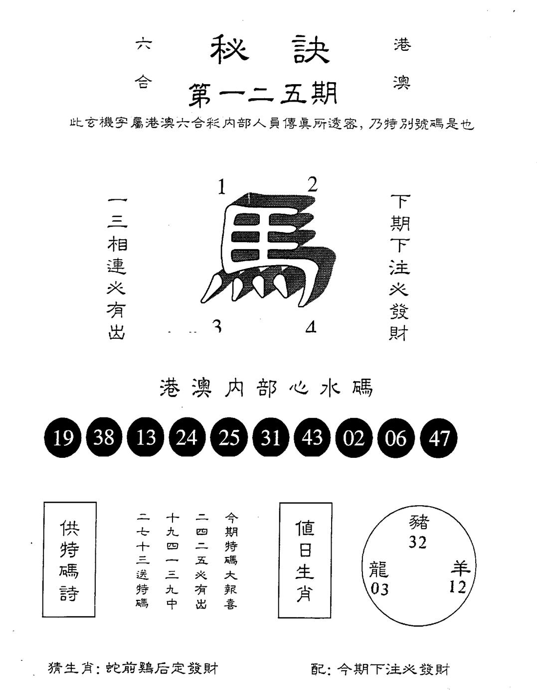 另版秘诀 第125期