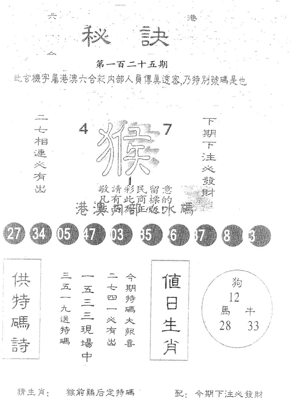 秘决 第125期