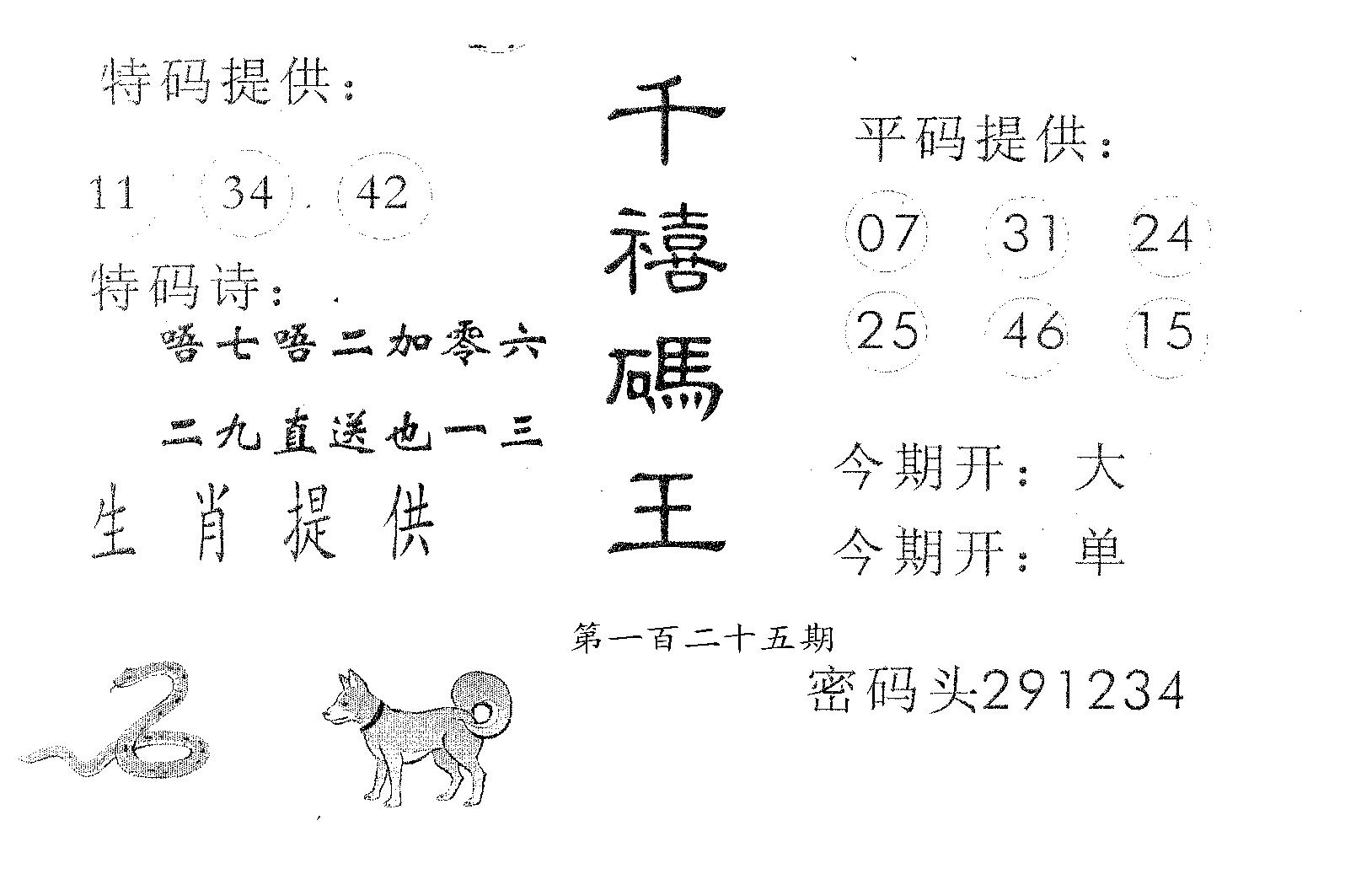 千禧码王 第125期