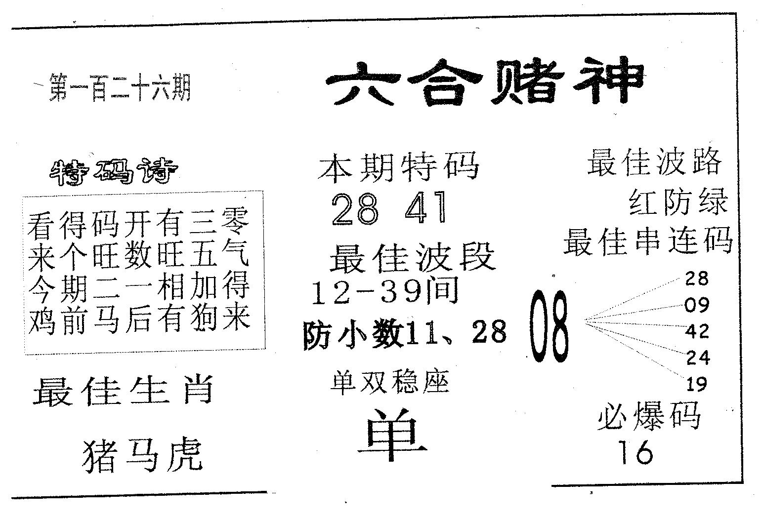 六合赌神 第126期