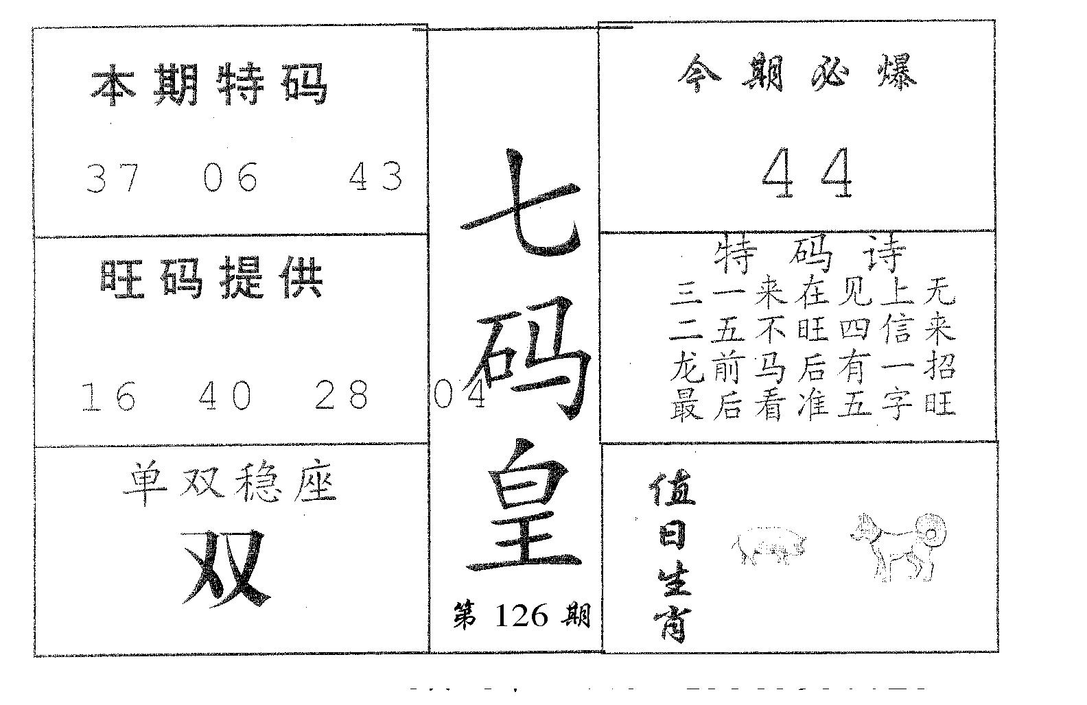 七码皇 第126期