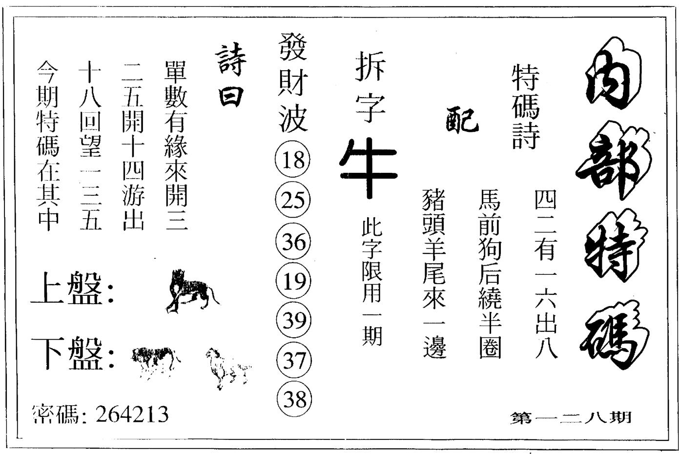 另版内部特码 第128期