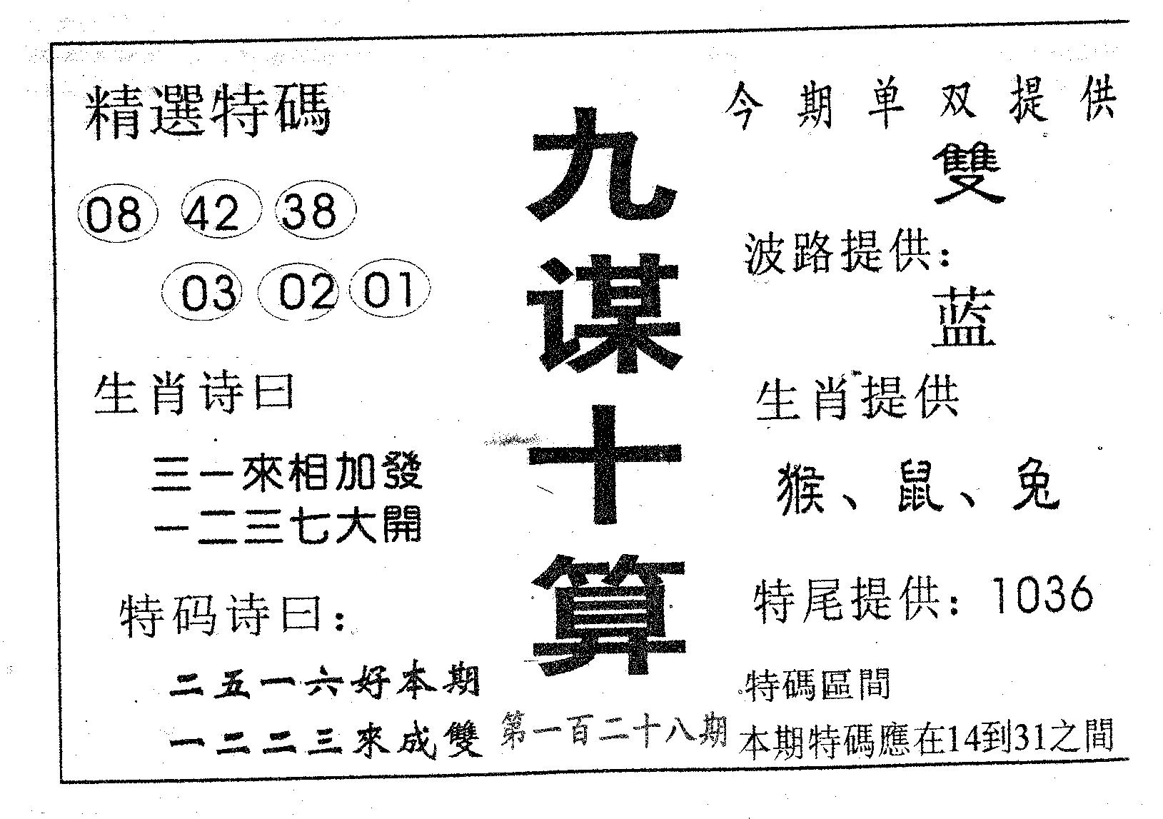 九谋十算 第128期