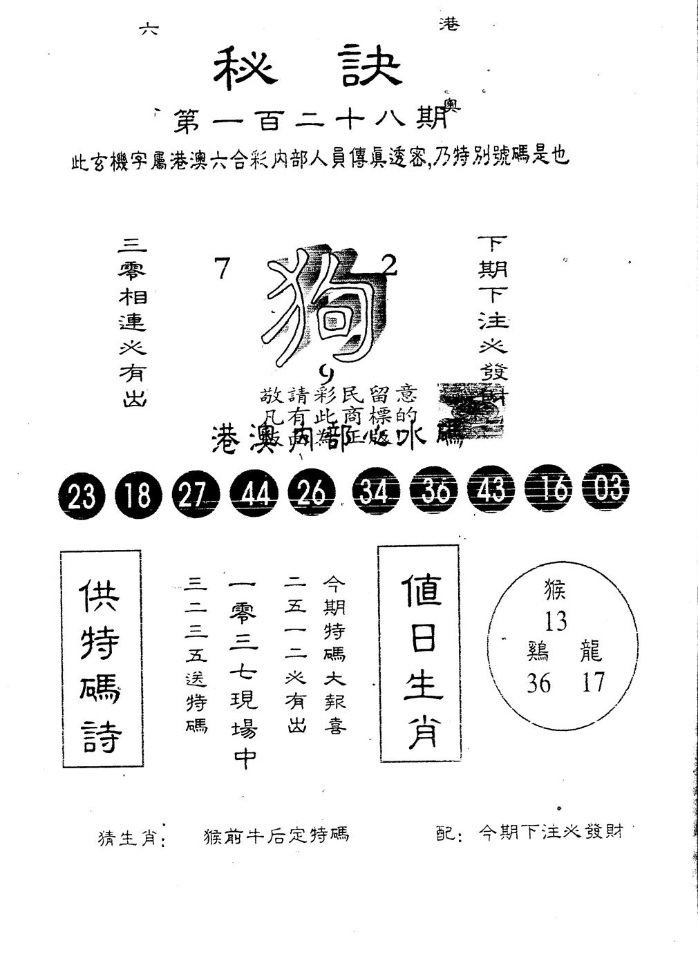 秘决 第128期