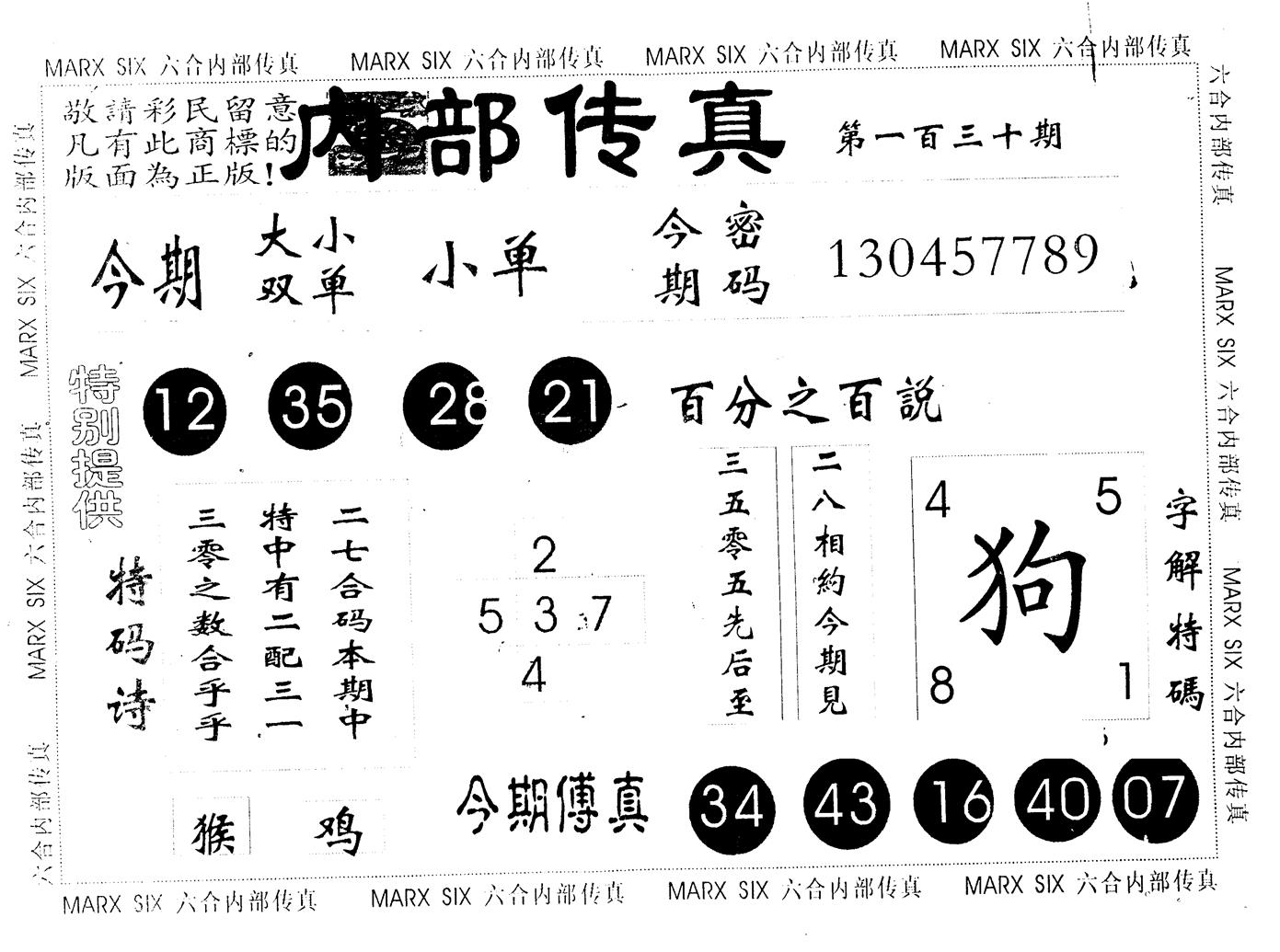 另版内部传真 第130期