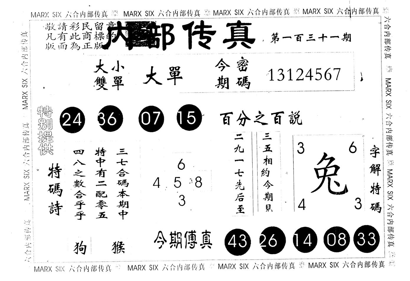 另版内部传真 第131期