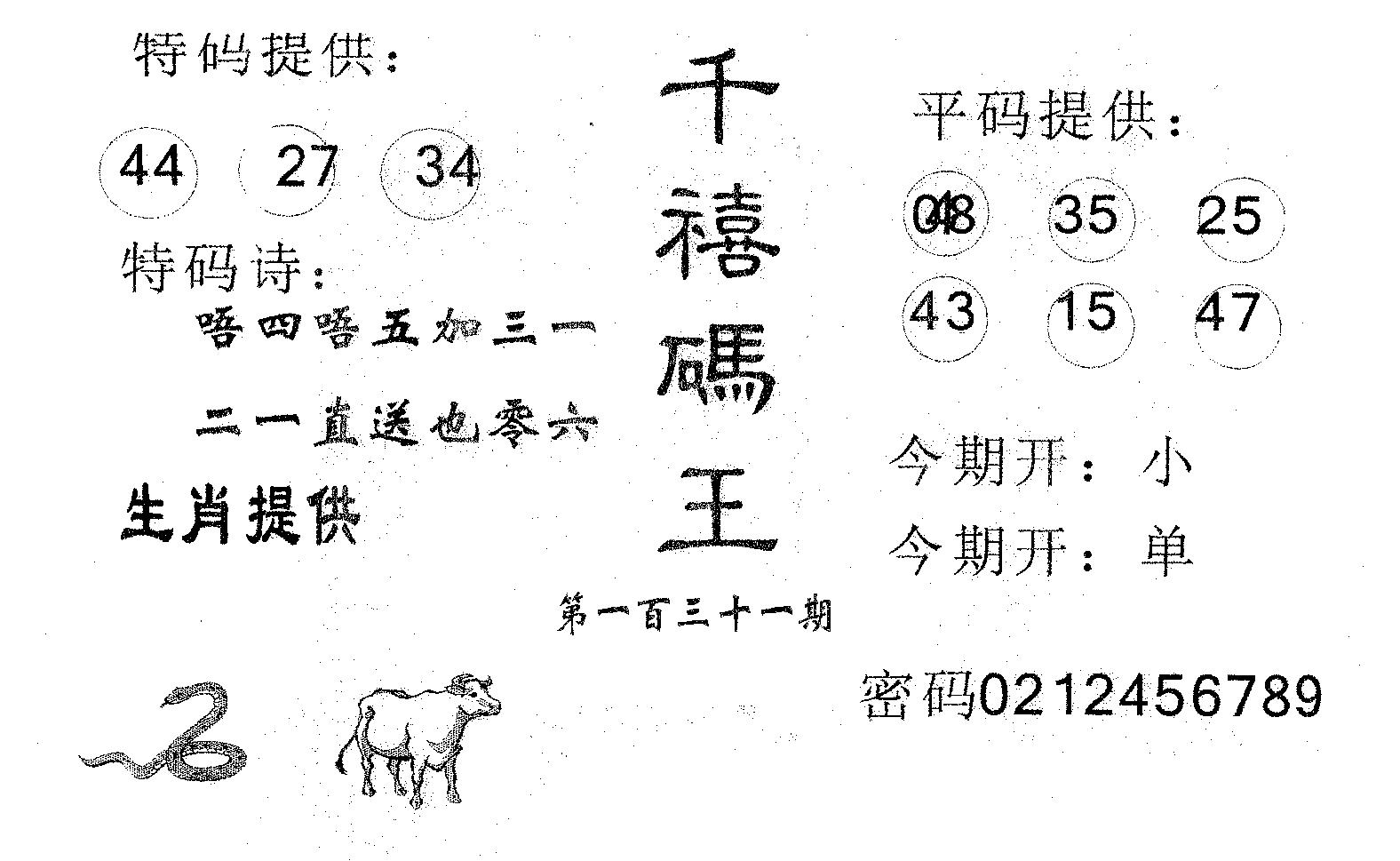 千禧码王 第131期