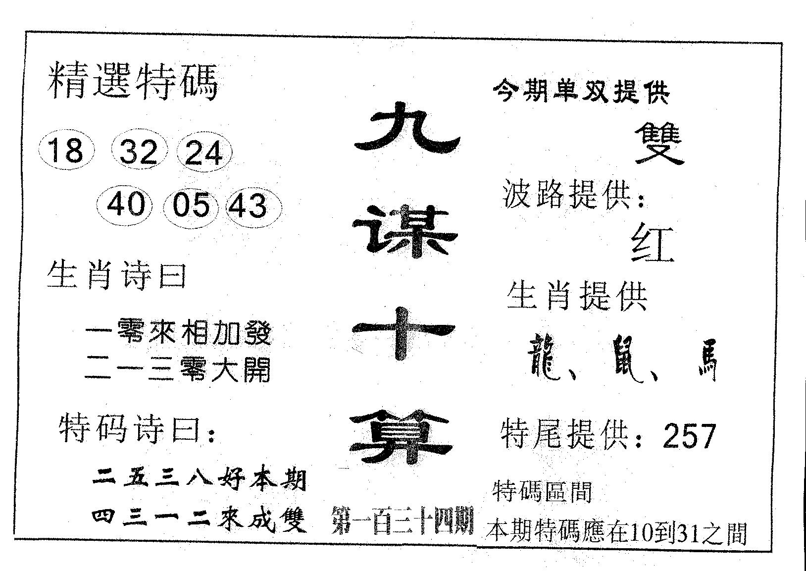 九谋十算 第134期
