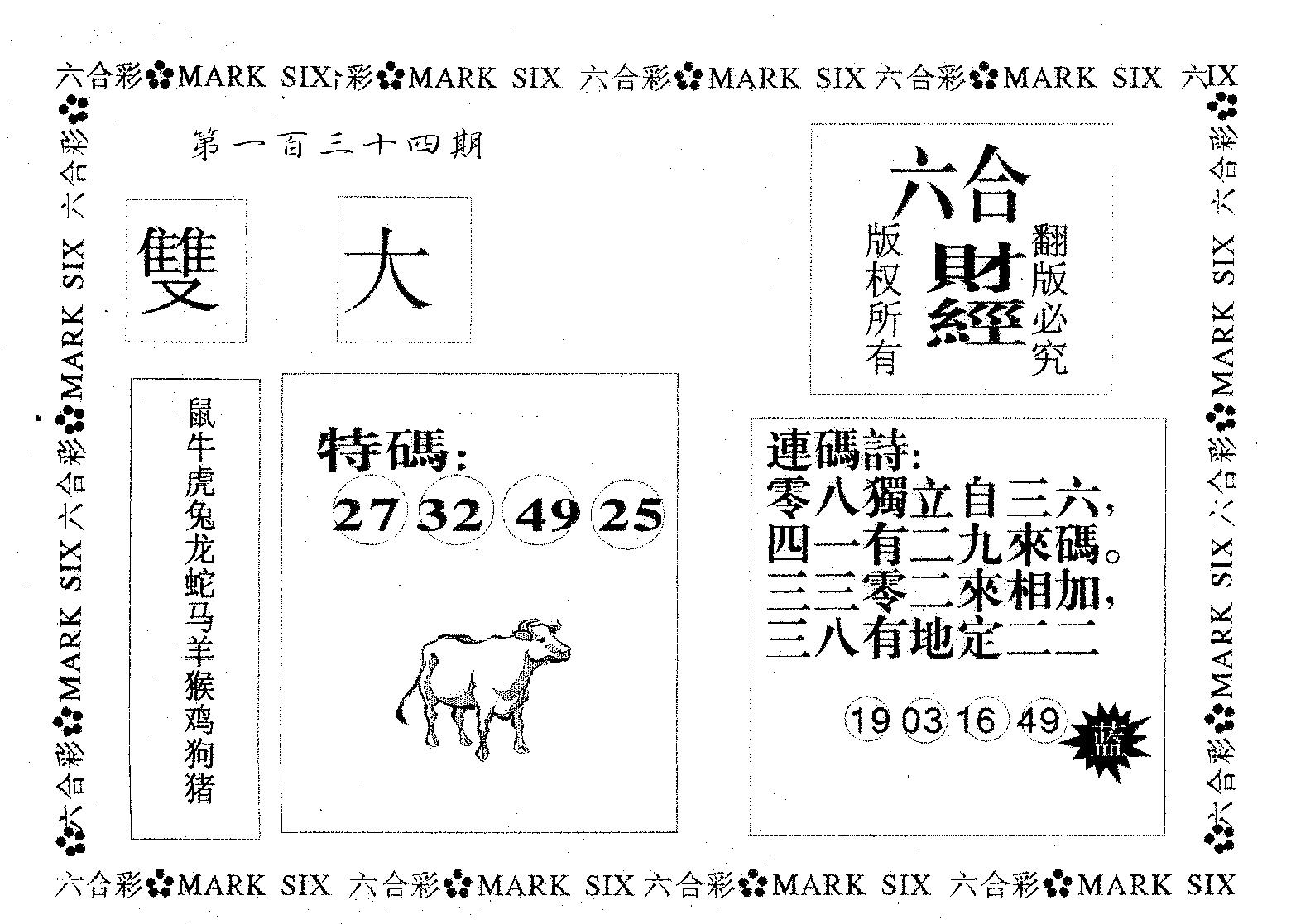 六合财经 第134期