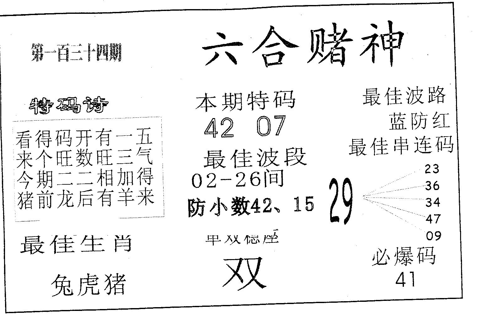 六合赌神 第134期