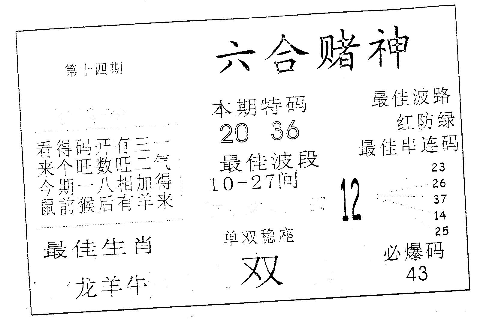 六合赌神 第14期