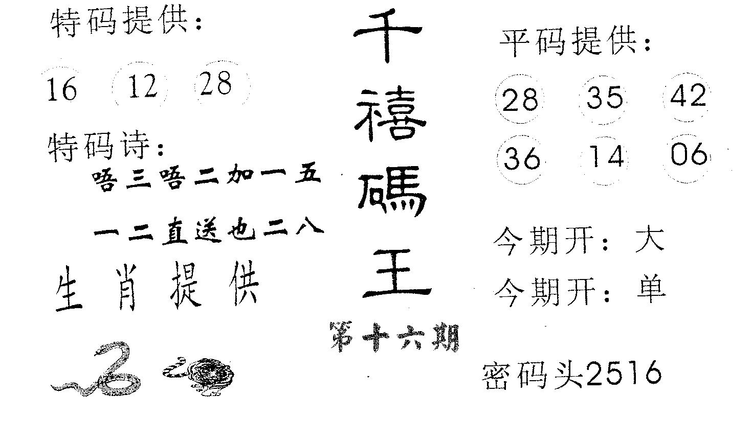 千禧码王 第16期