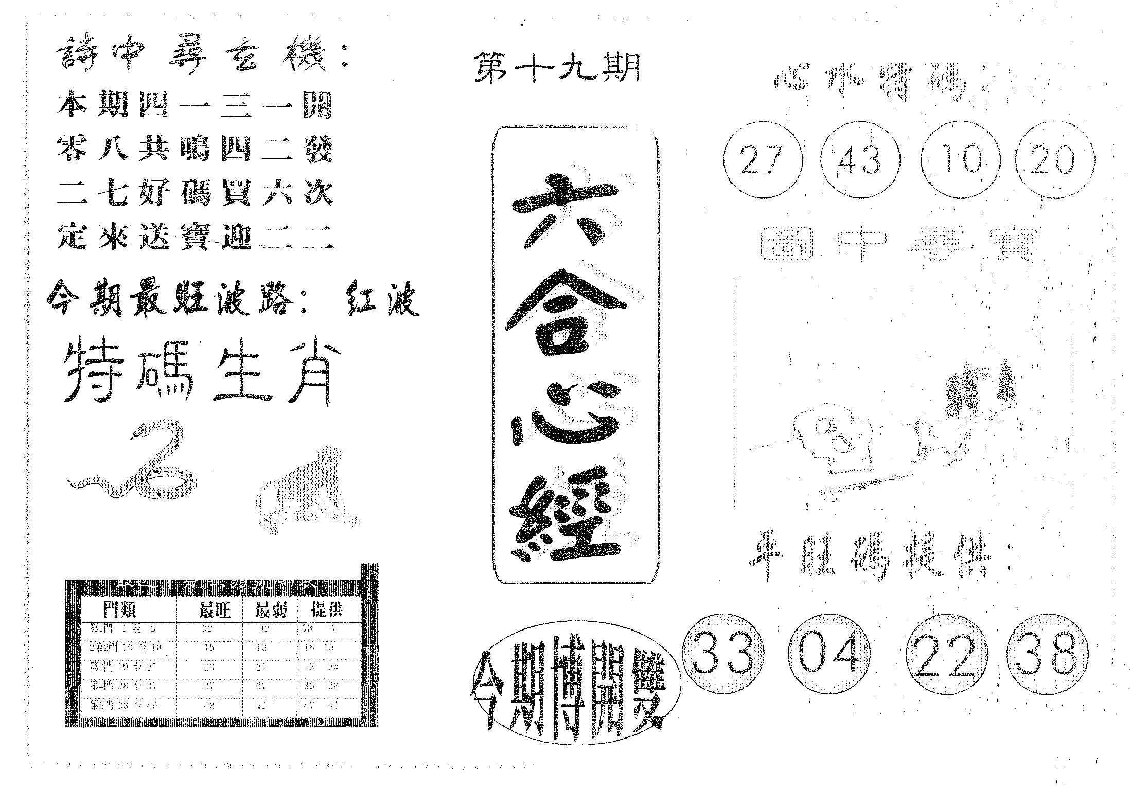 六合心经 第19期