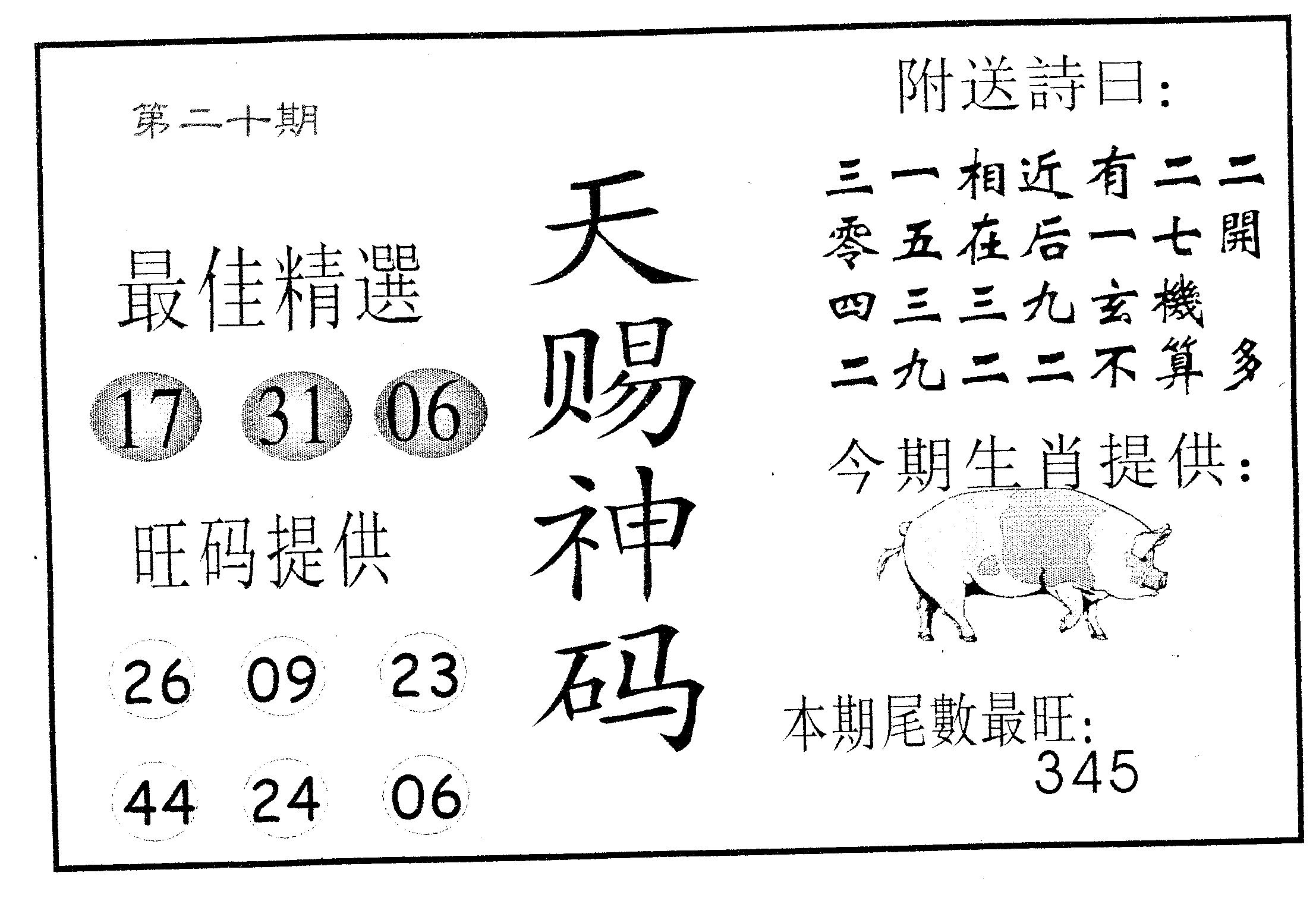 天赐神码 第20期