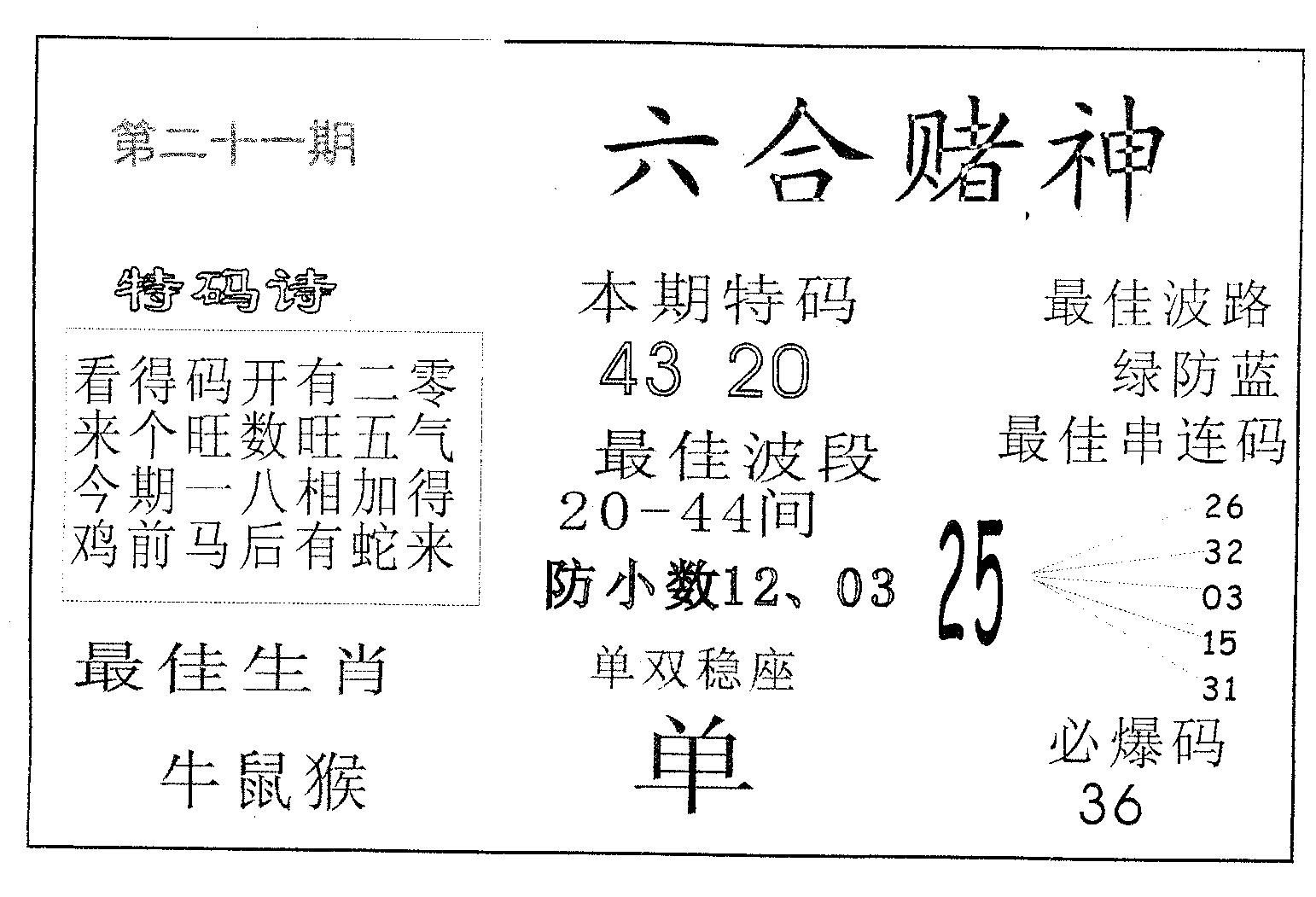 六合赌神 第21期