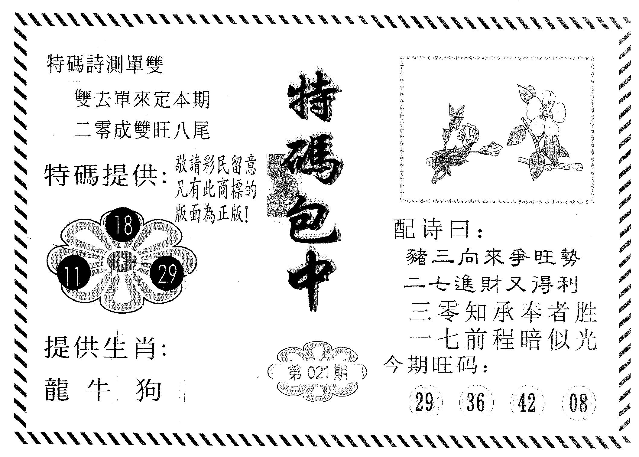 特码包中 第21期