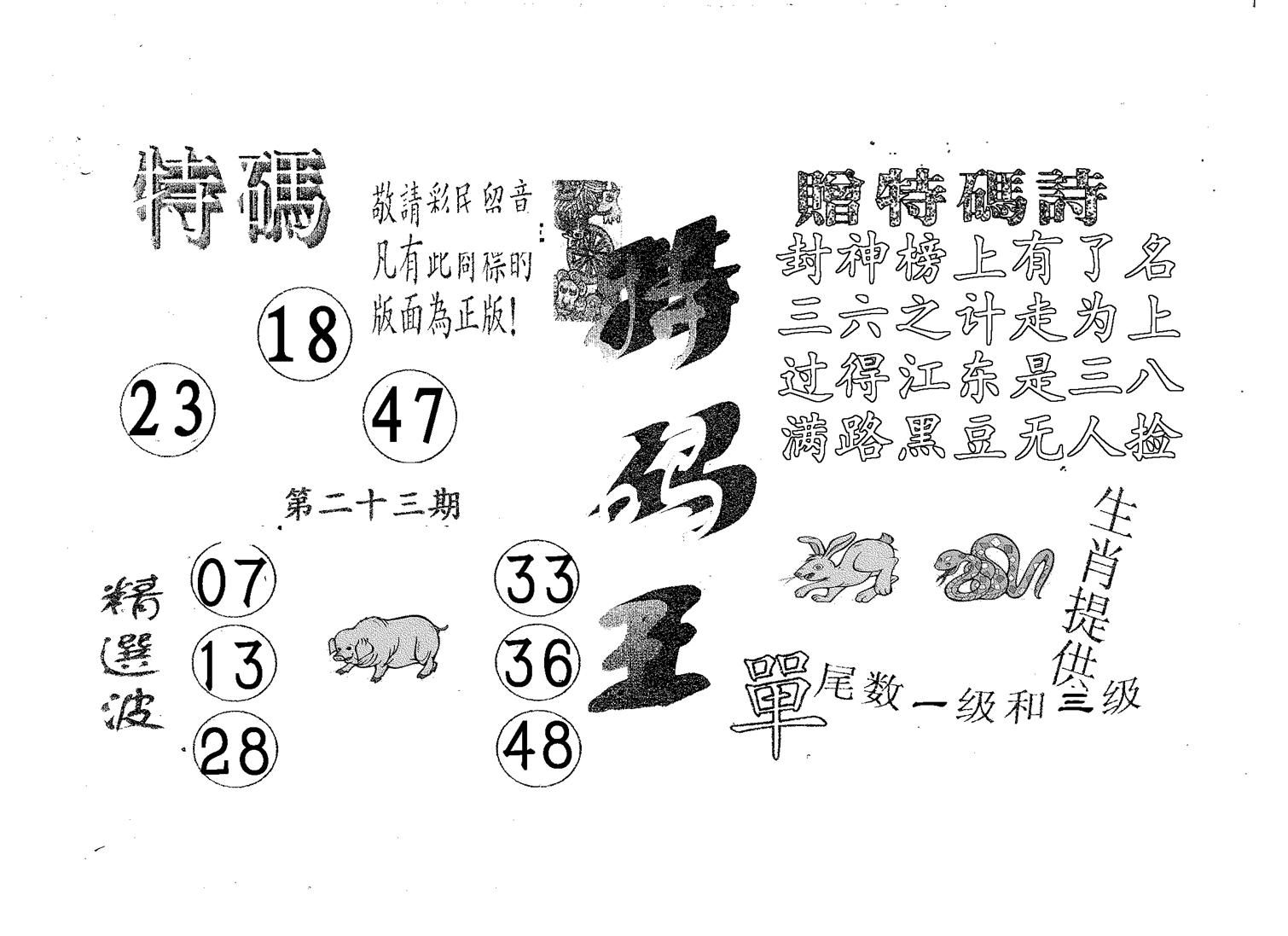 特码王A 第23期