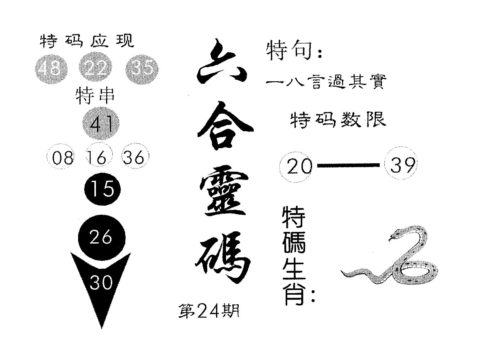 六合灵码 第24期