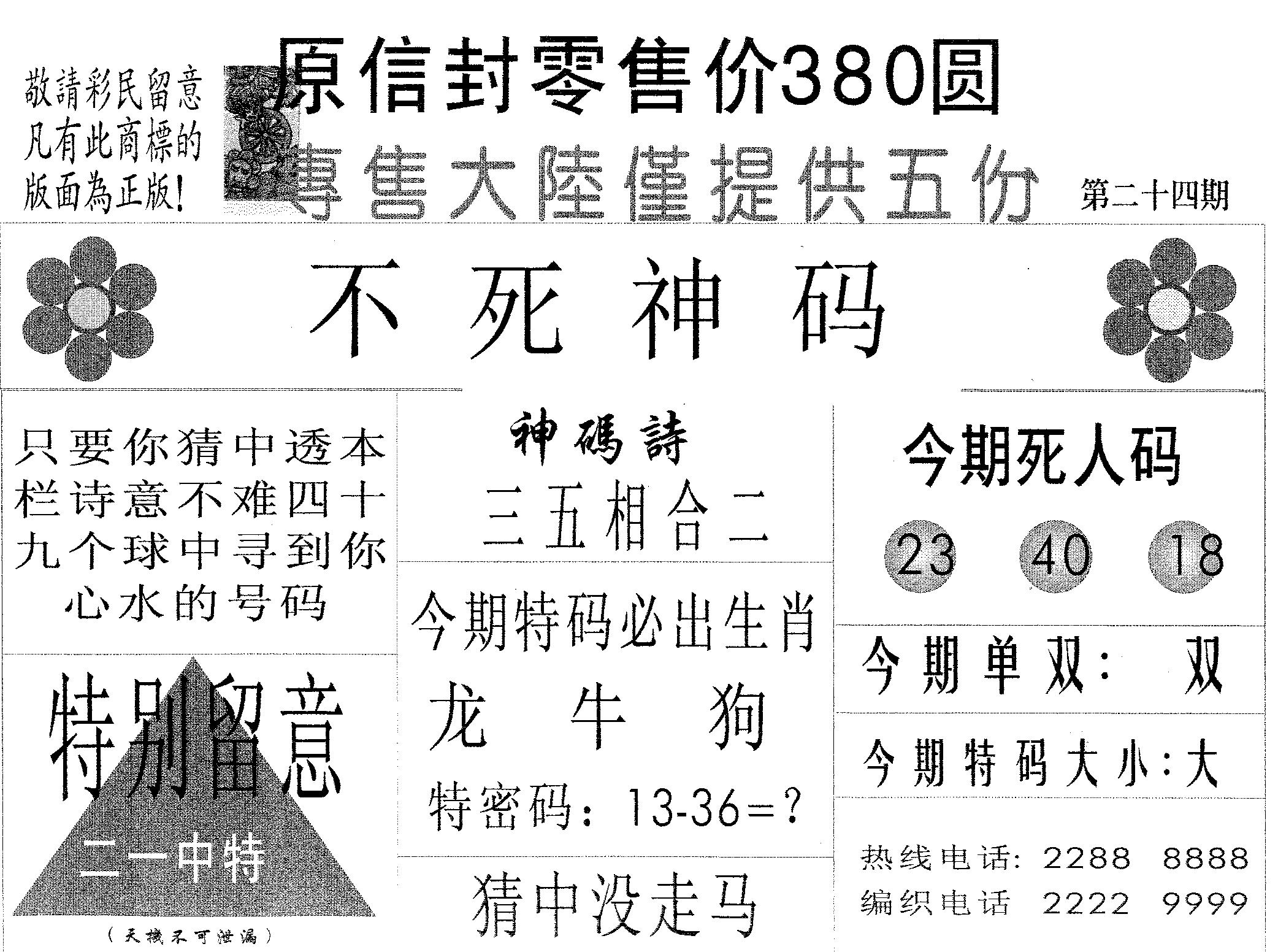 不死码A 第24期