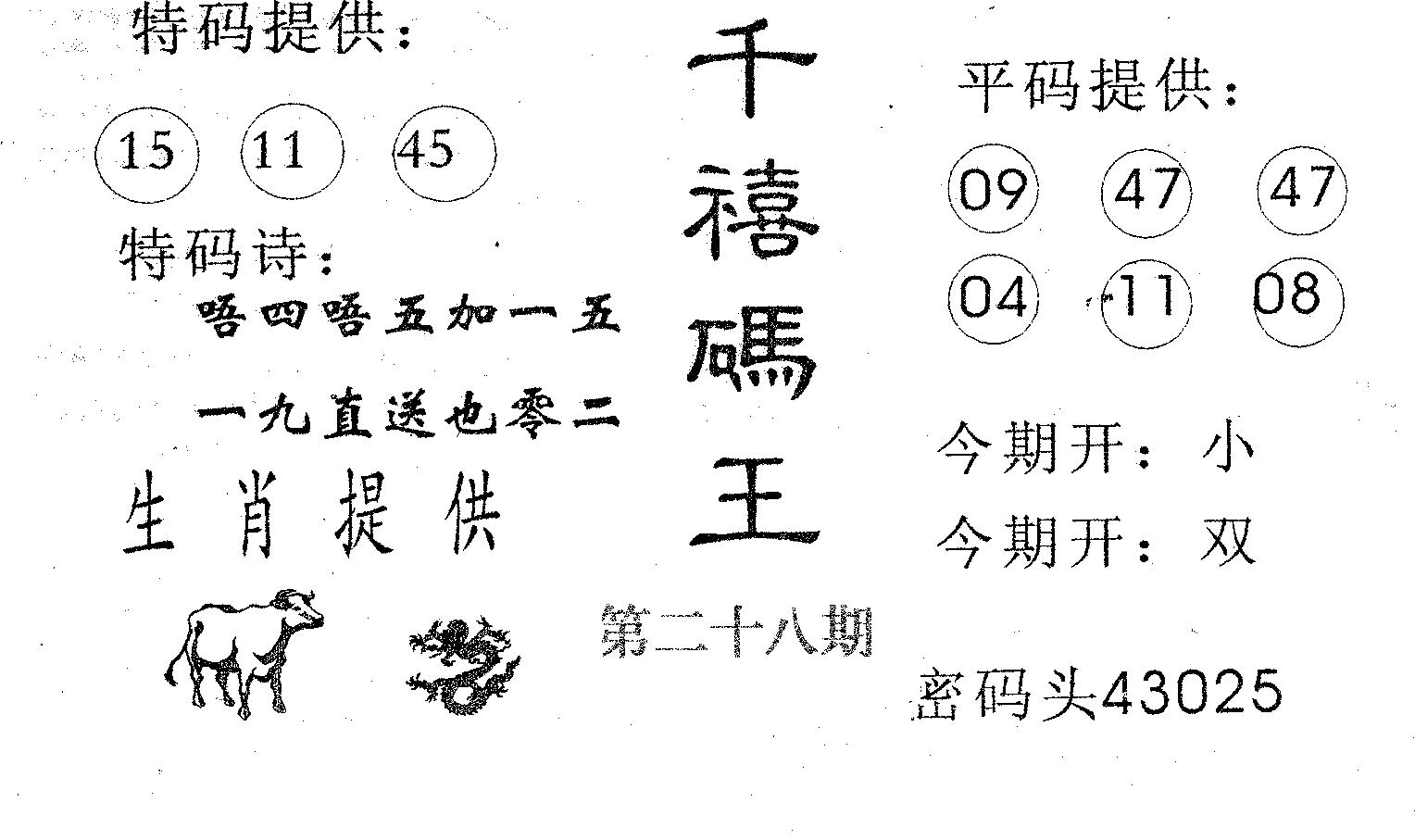 千禧码王 第28期