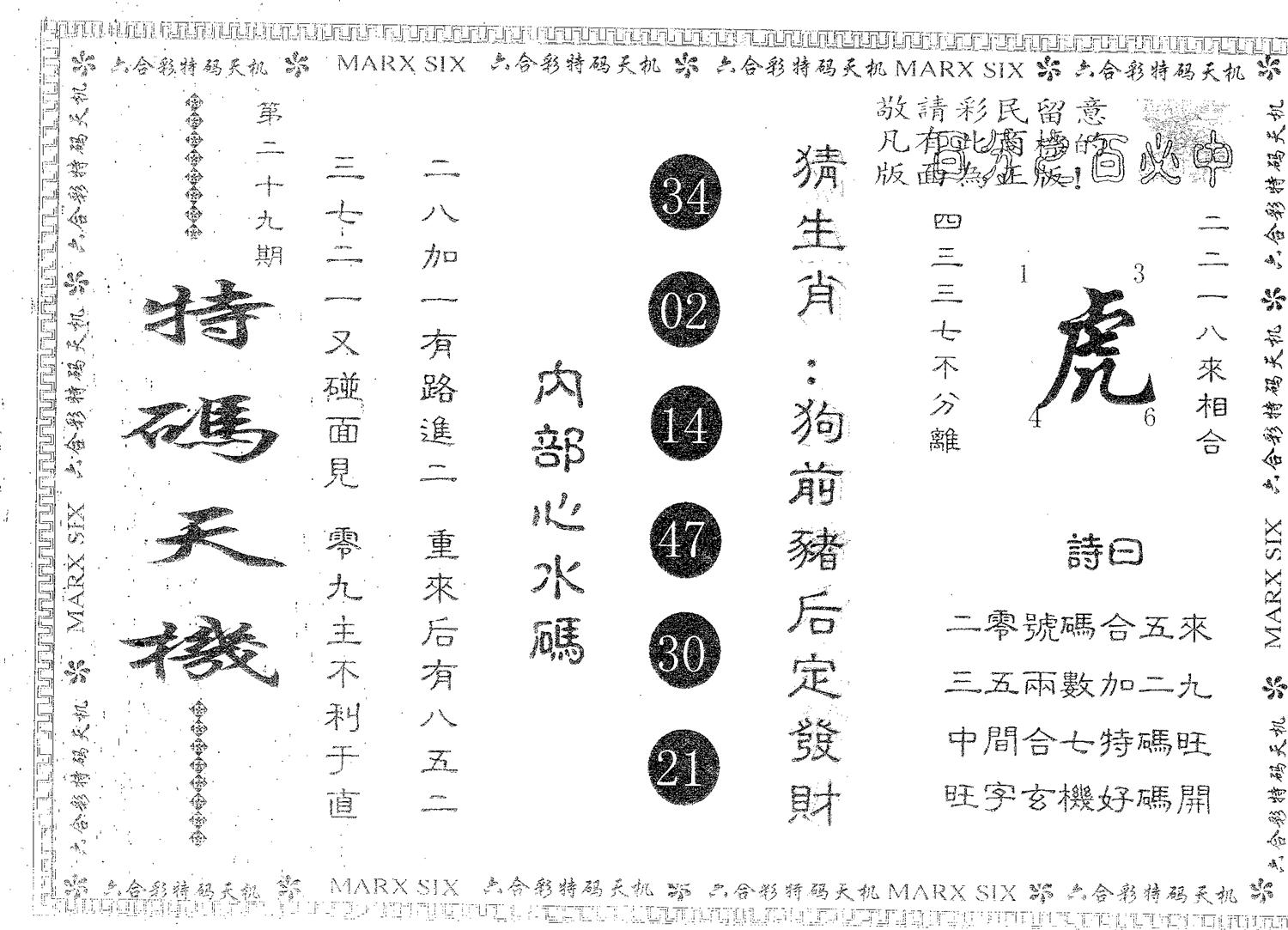 特码天机 第29期