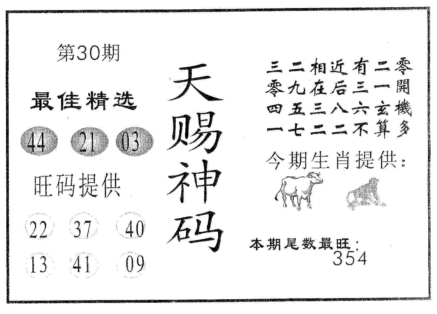 天赐神码 第30期