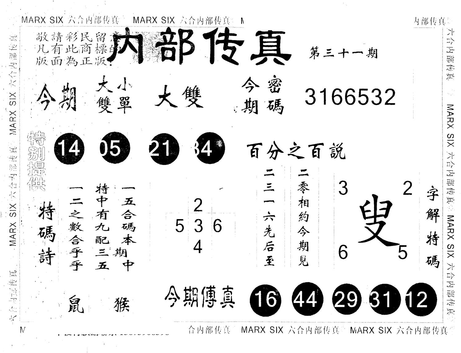 另版内部传真 第31期