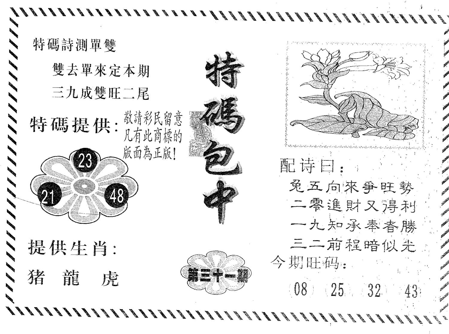 特码包中 第31期