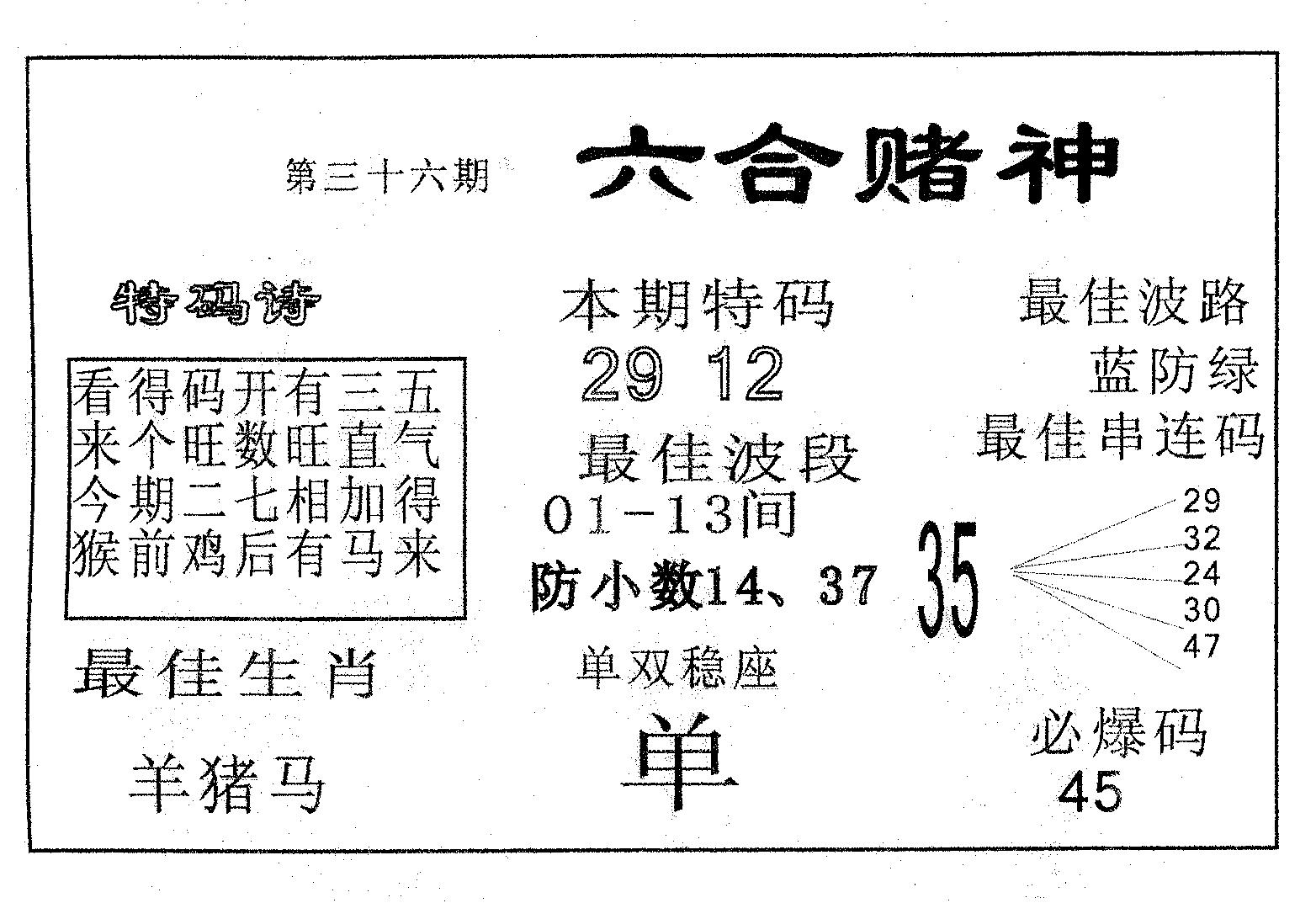 六合赌神 第36期