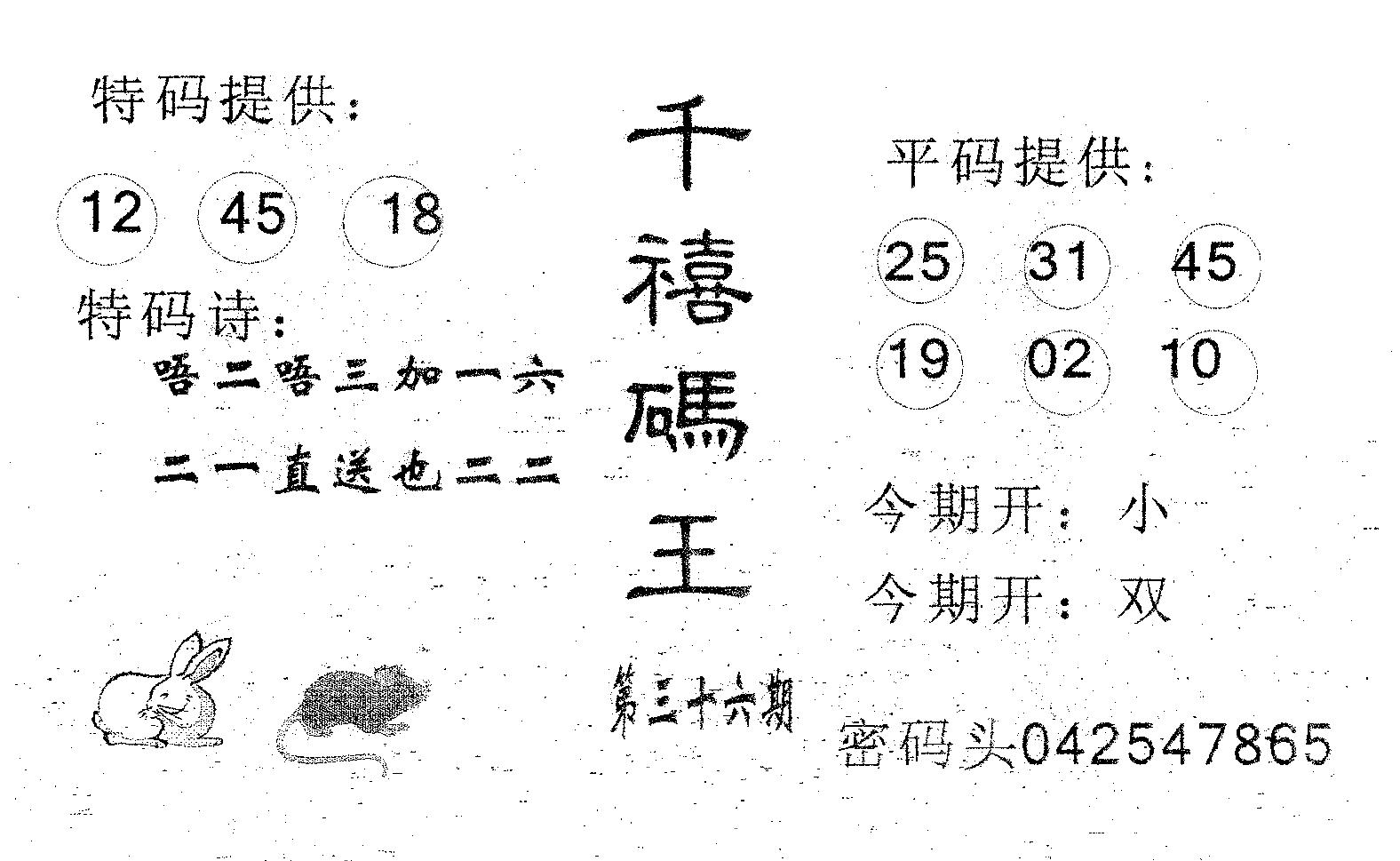 千禧码王 第36期